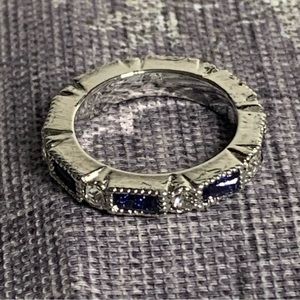 Costume Jewelry Crystal Sapphire Color and Zirconia Eternity Ring